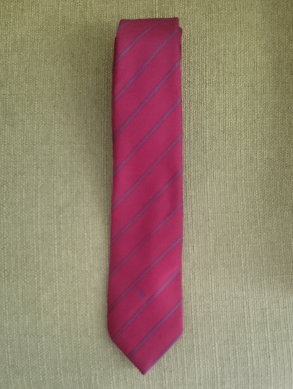 Dior Hot Red Diagonal Stripe Silk Tie